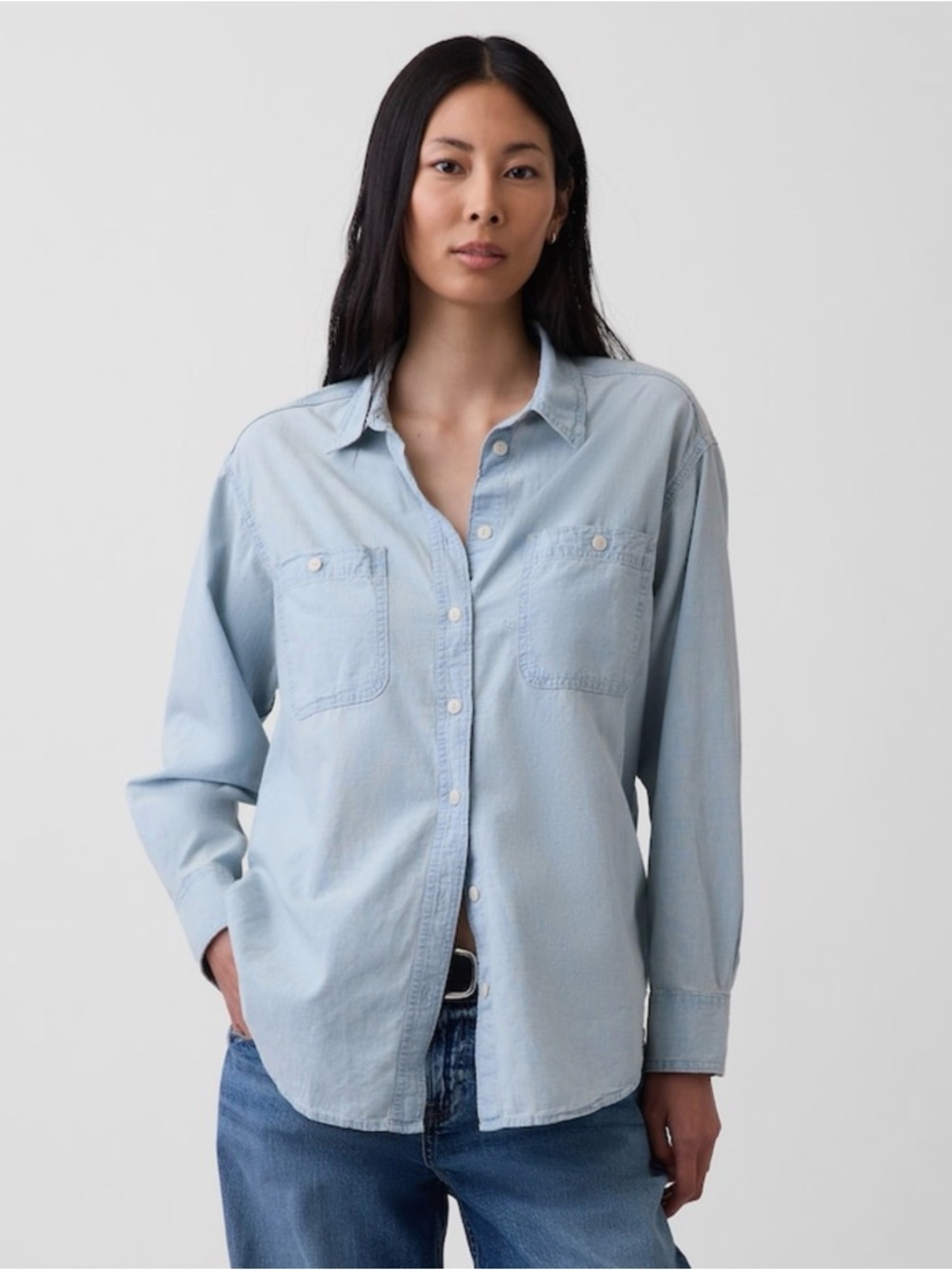Gap 100% cotton denim big shirt light indigo M oversized button down